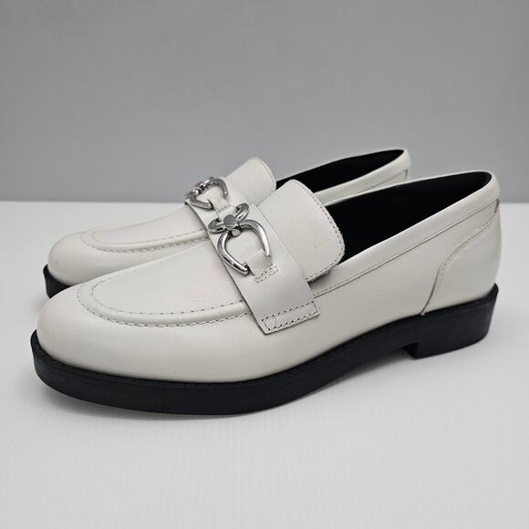 NEW Rockport Yemery Loafer Womens 9 White Leather Slip On Dress Casual Work Shoe - Picture 1 of 15
